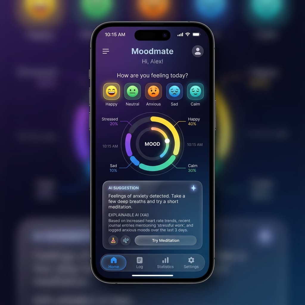 Moodmate mood tracking app with AI suggestions